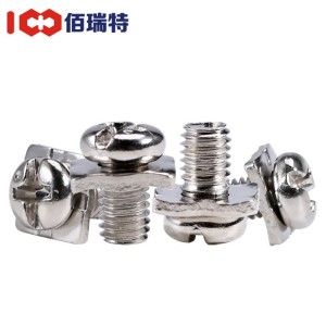 机柜接线端子螺丝镀镍十一字盘头圆头二组合方垫压线螺钉M3. 5M4M5