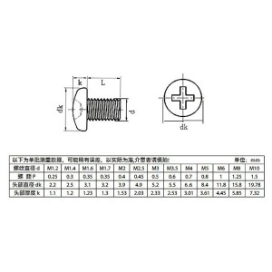 加硬PM铁镀镍碳钢十字槽圆头盘头机牙电子小螺钉机丝牙螺栓m2m3M4