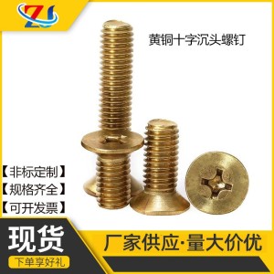 定制非标黄铜沉头十字螺钉 GB819黄铜螺丝 十字平头铜螺钉     10件
