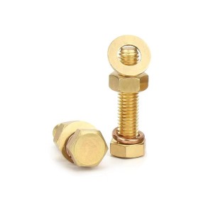 黄铜外六角螺栓套装大全铜螺丝螺母平弹垫套装外六角螺丝M5-M16