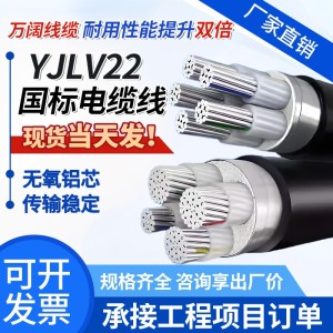 国标纯铝芯YJLV/VLV22架空1/2/3/4/5芯10平方地埋铠装电力电缆线 2米