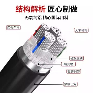 国标铝芯电缆线4/5芯16 25 35 50 70 95平方地埋线三相四线铝电缆 2米