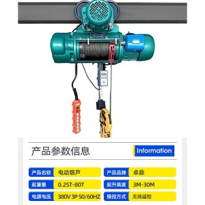 钢丝绳电动葫芦源头工厂 车间挂钩吊运货物5吨10t钢丝绳电动葫芦 1台
